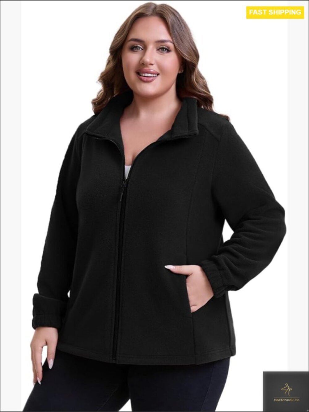 Plus Size Fleece Jacket Zip Up Lightweight Soft Polar Fleece Jacket